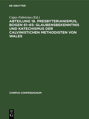 cover image of Abteilung 18. Presbyterianismus, Bogen 61–65